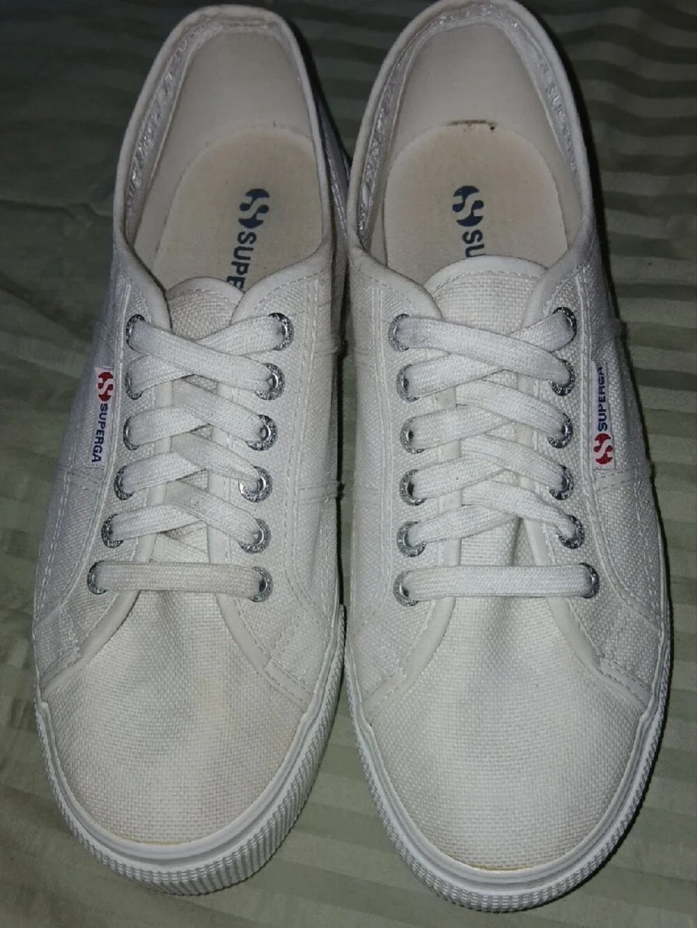 Superga Womens White Canvas Low-Top Platform Sneakers Sz: 8.5